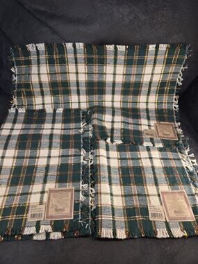 Mixed Placemat Lot of 11 Red Green Plaid Blue White Blush Round Rectangular Set